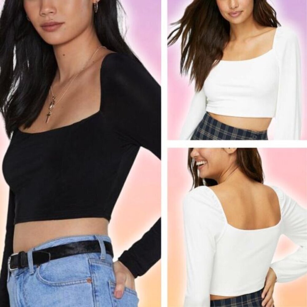 SUNDAY BEST Aritzia Prairie Cropped Longsleeve Shirt Sz Large Black